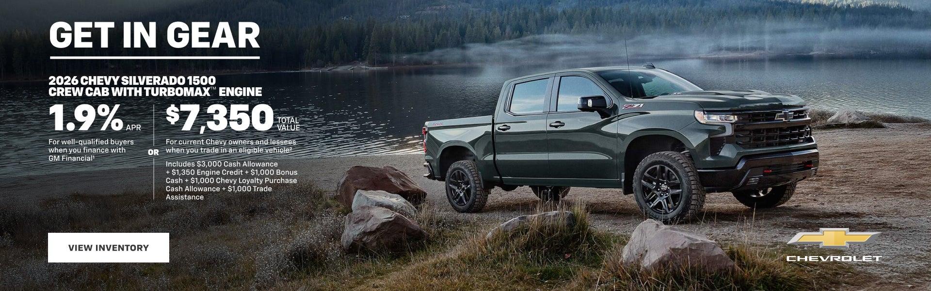 2026 Chevy Silverado 1500 Crew Cab with TurboMax Engine. 1.9% APR for well-qualified buyers when ...